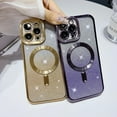 thumbnail image 2 of Compatible with iPhone 14 Pro Max Magnetic Glitter Case,Cute Plating Bling Phone Case Compatible with MagSafe for Women Girls Camera Protector Back Cover for iPhone 14 Pro Max 6.7'' Gold, 2 of 16