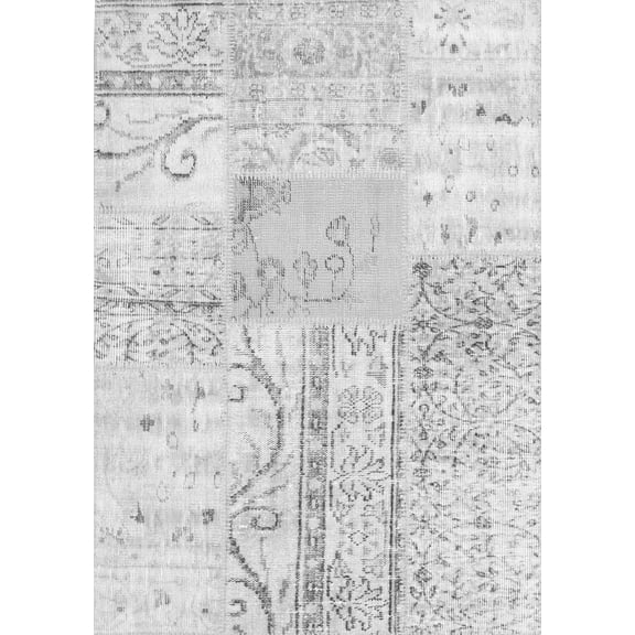 Ahgly Company Indoor Rectangle Patchwork Gray Transitional Area Rugs, 7' x 10'