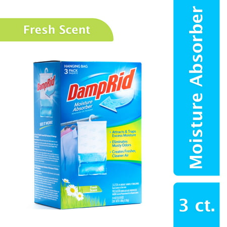 DampRid Hanging Moisture Absorber; 3-Pack (14oz. each); Absorb Unwanted Moisture from the Air While Eliminating Musty Odors; Convenient Hanging Bags Create Fresher, Cleaner Air; Fresh Scent