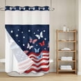 thumbnail image 6 of No Hook Shower Curtain with Snap in Liner, Independence Day USA Flag Waterproof Fabric Bathroom Curtain Mesh Top Window, Stars Blue Red Butterfly Shower Curtains 48x72in, 6 of 9