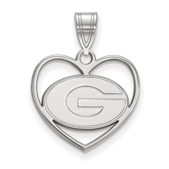 Women's Georgia Bulldogs Sterling Silver Logo Heart Pendant