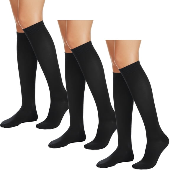 Falari 3-Pack Women's Over the Calf Knee High Trouser Socks, Comfortable Everyday Wear - 3-Pack Black