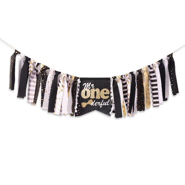 WAOUH Mr Onederful - Pancarta para silla alta, decoración de primer/1er cumpleaños para niño, guirnalda temática para fiesta de cumpleaños, accesorios para fotomatón (pancarta para silla alta de Mr On