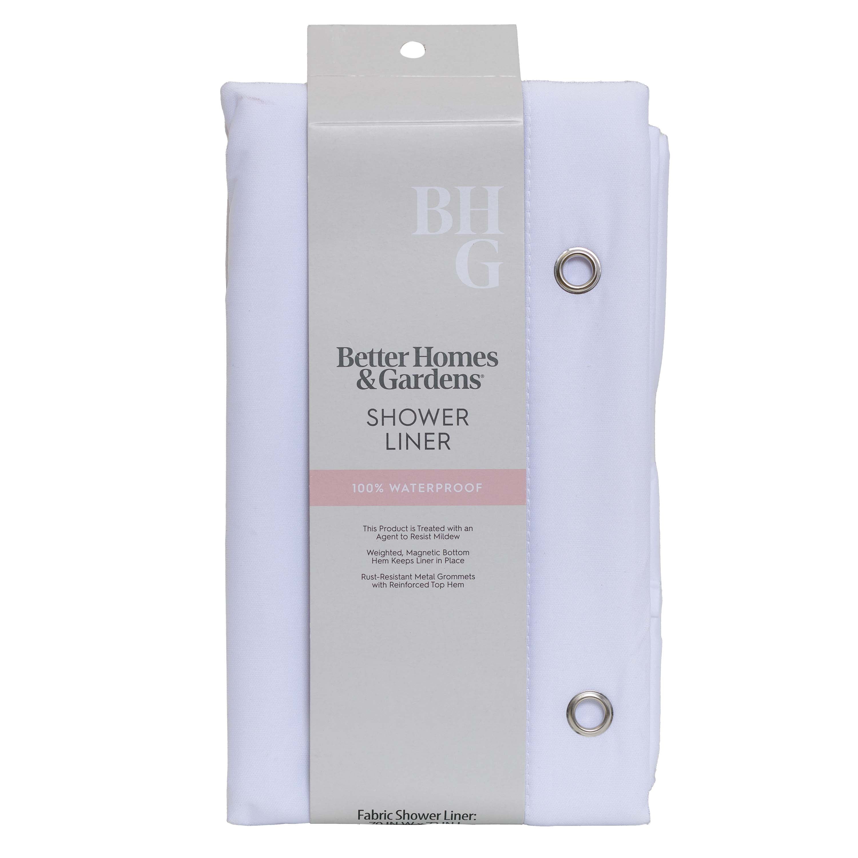 Better Homes and Gardens Waterproof Ultimate Shield Fabric Shower Liner, White