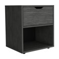 thumbnail image 2 of Nightstand End Table with Open Shelf, 19.7"H Gray - Compact Bedroom Living Room Side Table with Drawer & 4 Legs, Laminated Particle Board Light Gray + Particle Board + Pine, 2 of 7
