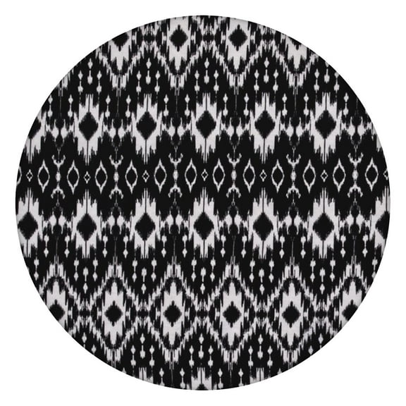 Vibrant Boho Chic Floral Print Table Cover - Elastic Hem Round Tablecloth for Dining Party - Fits 52 to 56 Inch