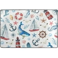 thumbnail image 4 of SKYSONIC 36x24in Summer Anchor Whale Area Rug, Watercolor Rudder Lighthouse Non-Slip Floor Carpet for Indoor Living Dining Room Bedroom, 4 of 7