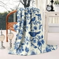 thumbnail image 4 of Blue Pioneer Flower and Bird Blanket,Comfortable Soft Flannel Throw Blanket,All Season,Warm Lightweight Blankets for Sofa Bed Couch Living Room Chair,50"x60"(130x150cm), 4 of 4