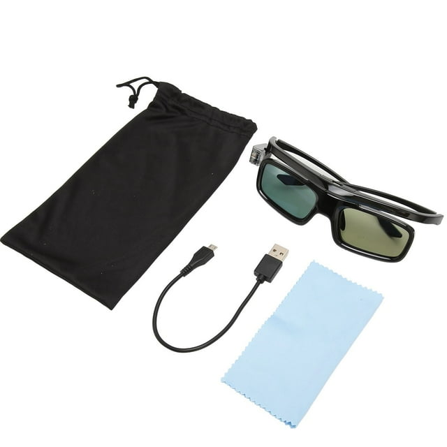 Active Shutter 3D Glasses, High Definition DLP Link 3D Glasses, 144Hz Refresh USB Rechargeable 3D Glasses, 30-40 Hours Working Time, One Touch Left and Right Eye Switching