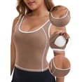 thumbnail image 3 of DARING DIVA Women's Nursing Tank Tops Colorblock Cropped Undershirts XL Brown, 3 of 6