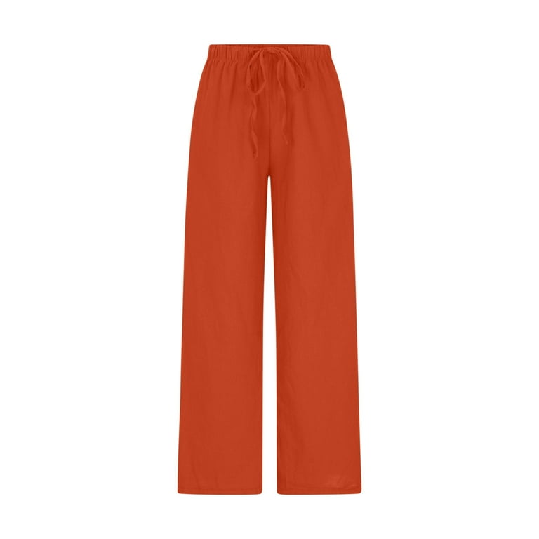 パンツ A FERRETTI Orange Cotton Palazzo Pant Womens Summer Linen Palazzo Pants Flowy Wide Leg High Waist