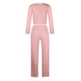 thumbnail image 5 of SELONE Lounge Sets for Women 2 Piece Outfits Pants Sets Casual Solid Color Long Sleeve Cardigan Slim Buttoned Casual Pants Suit 35-Pink M, 5 of 8