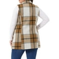 thumbnail image 4 of DARING DIVA Women's Plus Size Plaid Curvy Notched Lapel Vest 1X Brown, 4 of 7