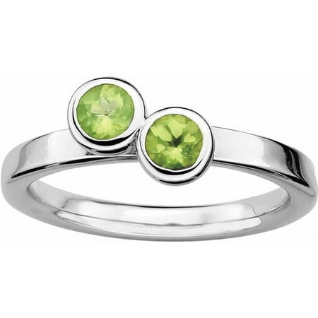 Sterling Silver Stackable Expressions Dbl Round Peridot Ring