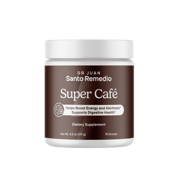 Santo Remedio Super Café, Coffee Powder with Prebiotic Fiber & Mushrooms, Dark Roast, 100 mg Caffeine, Green Tea & Green Coffee, Lion’s Mane & Ashwagandha, 15 Servings
