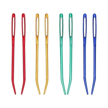 BESTONZON 8 Pcs Aluminium Large Hole Needles Weaving Tools Bending Knitting Needles for Crochet Darning Sewing Handmade Crafts (Mixed Color)