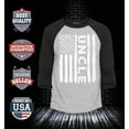 thumbnail image 2 of Shop4Ever Men's Uncle American Flag USA Patriotic Raglan Baseball Shirt XX-Large Heather Grey/Black, 2 of 4