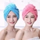 thumbnail image 2 of Toalla de microfibra para secar el cabello con botón, turbante de secado rápido para mujer, color rojo rosado., 2 of 5