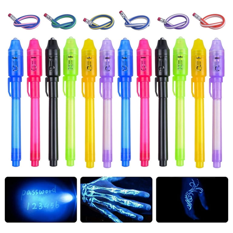 Colorful Invisible Ink Pen with UV Light Invisible Marker Pen for Boy Girl  Gift 