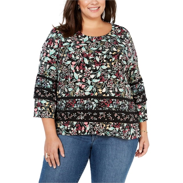 Blusa con estampado Floral Style & Co mujer negro 1X