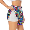 thumbnail image 3 of Lsque Colorful Tie Dye Stained Glass 2 Printed Women's Running Shorts with Liner Pockets,Elastic Quick Dry Workout Athletic Gym Yoga Shorts,Womens High Waist Shorts-XX-Large, 3 of 9