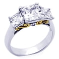 thumbnail image 2 of Men Women Sterling Silver 14K Yellow Gold Plated 2.5ct Princess CZ Three Stone Anniversary Ring ( Size 5 to 9 ), 2 of 4