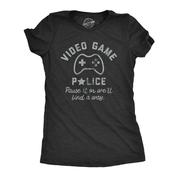 Womens Video Game Police T Shirt Funny Video Gamer Controller Joke Tee For Ladies (Heather Black - POLICE) - L Womens Graphic Tees Womens Video Game Police T Shirt Funny Video Gamer Controller Joke Tee For Ladies (Heather Black - POLICE) - L Womens Graphic Tees
