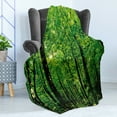 thumbnail image 4 of Nature Soft Flannel Fleece Blanket, Woodland Tree Forest Jungle in Sunny Day Mother Earth Environment Picture, Cozy Plush for Indoor and Outdoor Use, 60" x 80", Fern Green Seal Brown, by Ambesonne, 4 of 5