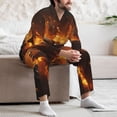 thumbnail image 7 of Salouo Cool Fire Man Print Button-Front Long Sleeve Pajama Set for Men, Soft 2Pjs Men's Long Sleeve Sleepwear-Medium, 7 of 7