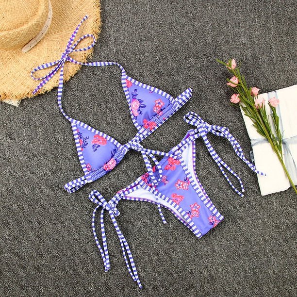 Traje de baño dividido para mujer con estampado de color en contraste, tirantes sexy, bikini de color, traje de baño de mujer de moda, sexy y duradero