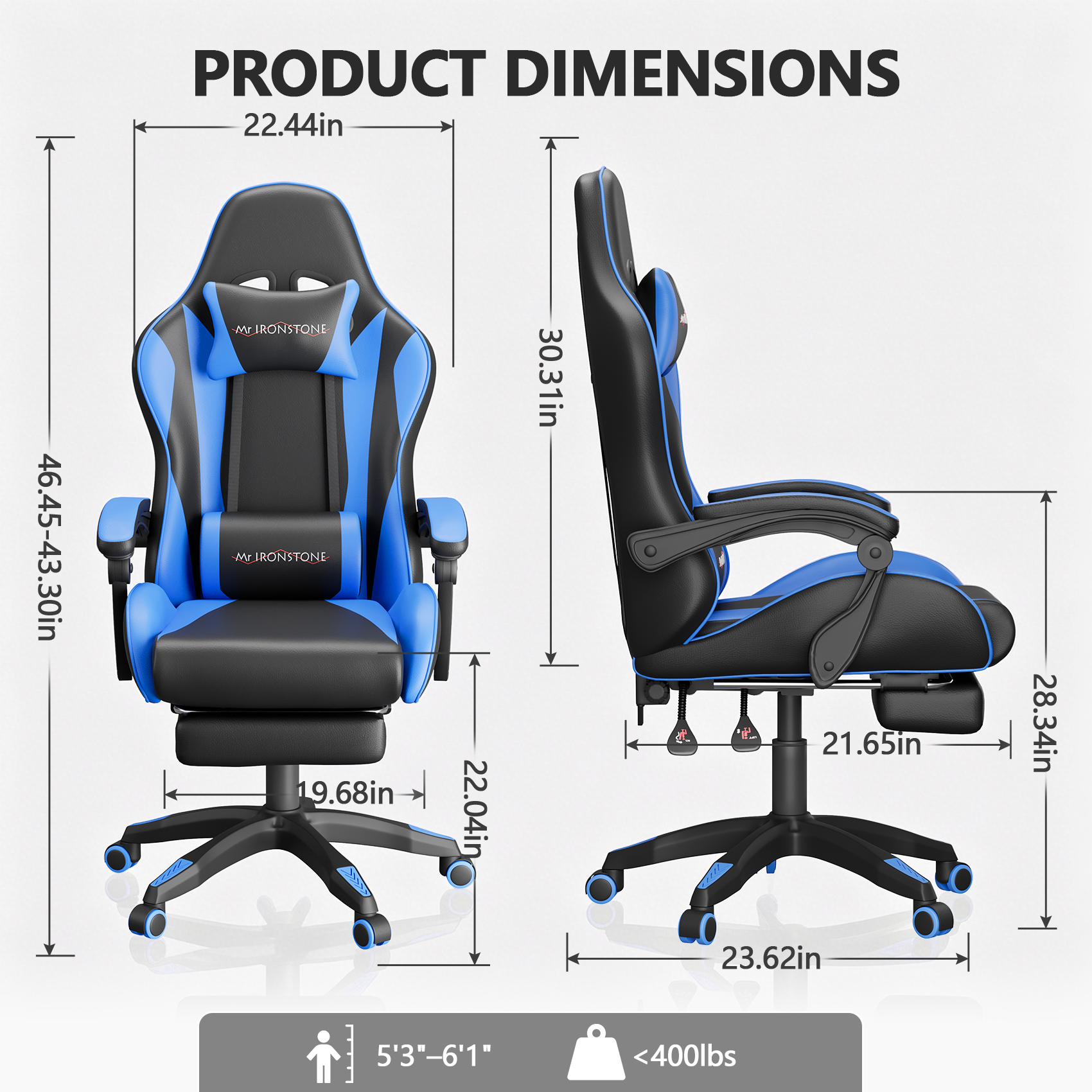Mr Ironstone Ergonomic Gaming Chair With Massage Lumbar Support photo 8