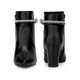 thumbnail image 2 of BLISSFUL STEP Women's Ankle Boots Rhinestone Bow Chunky Heel Pointed Toe Side Zip Boots Black 6, 2 of 7
