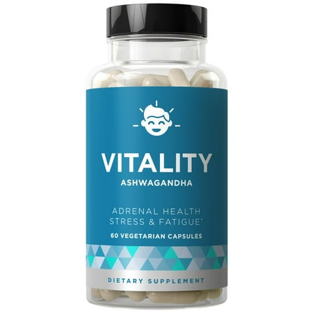 Vitality Adrenal Support, Cortisol Manager, Fatigue Fighter - Stress Relief, Healthy Cortisol, Focused Energy - Ashwagandha, Magnesium, L-Tyrosine - 60 Vegetarian Soft (Best Magnesium For Fatigue)
