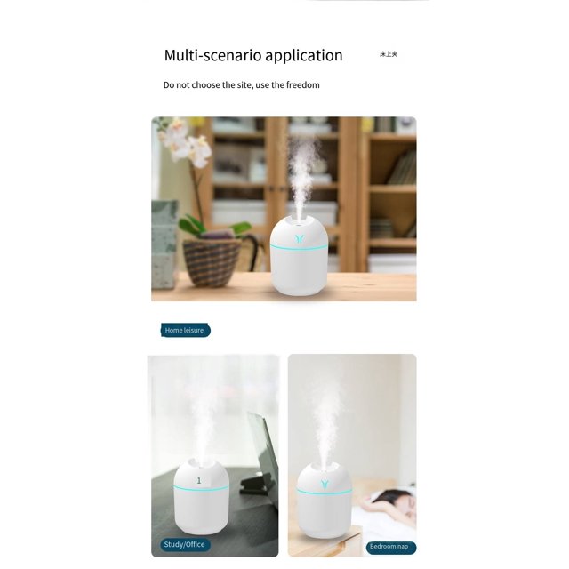 Difusor de aromaterapia de 250 ml, humidificador USB LED DC5V con mini pulverizador, fuente de alimentación USB para riego por goteo nocturno con accesorios