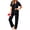A-Black, variant on Pajamas for Women Notch Collar Short Sleeve Top and Long Pant Ladies Soft Button up Sleepwear with Pockets