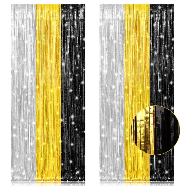 Cortinas con flecos y serpentinas con telón de fondo PIGETALE, paquete de 2 unidades, 2,5 x 2,5 m