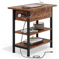 thumbnail image 6 of End Table with Charging Station, Flip Top Side Table with USB Ports and Outlets, 3-Tier Storage End Table for Small Spaces, Living Room, Bedroom, Brown, 6 of 8