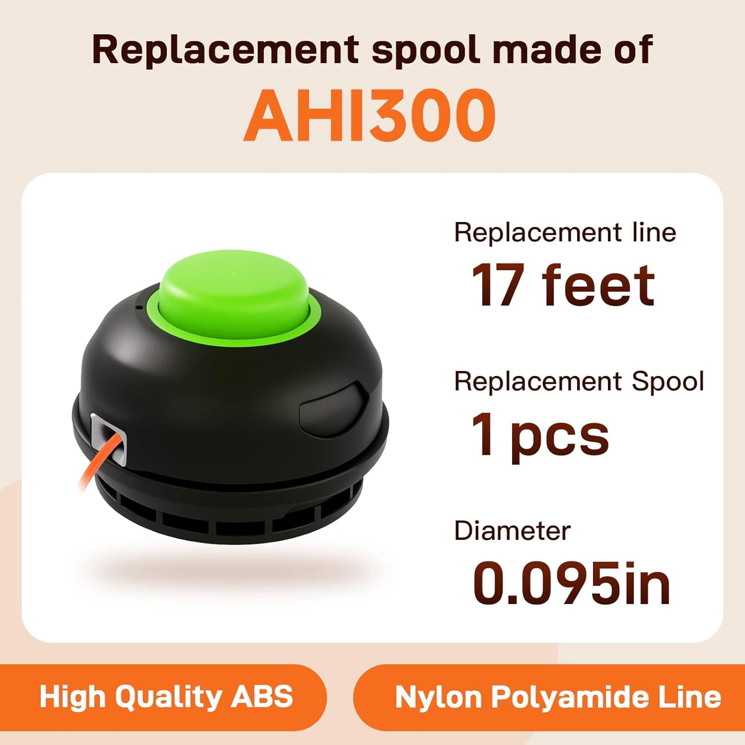 OWNTIDE AH1300 Trimmer Head for EGO Power+ ST1500, ST1500F, ST1500-S, ST1500SF, ST1500XY - Pre-Wound 0.095" Line Spool Replacement