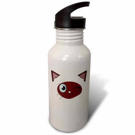 

Cute Winking Cat Siamese Markings 21 oz Sports Water Bottle wb-165780-1