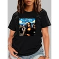 thumbnail image 1 of Womens Graphic T-Shirt - Bold Oil Painting Figure Print - Comfortable Sportswear Top with Short Sleeves and Crew Neck - Trendy Fitness Wear for Active Women, 1 of 7