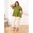 thumbnail image 2 of DARING DIVA Women's Plus Babydoll Blouse Trendy Flowy Peplum Tops 1X Olive Green, 2 of 6