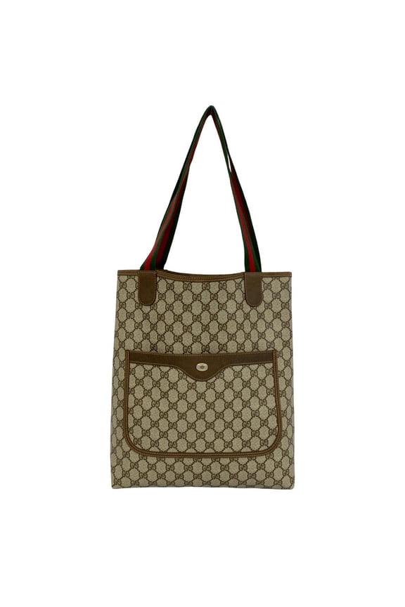 Pre-Owned GUCCI Old Gucci Sherry Line GG Logo Hardware Pattern Leather Tote Bag Handbag Brown...