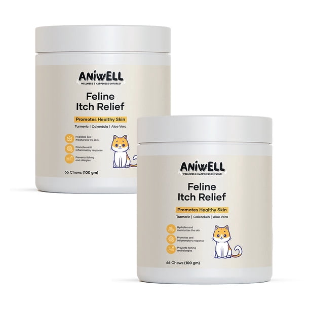 Aniwell Feline Itch Relief Chews | Aloe Vera & Omega-3 | Cat Itchy Skin & Allergy Support | Seasonal Itch Relief for Cats | All Ages & Breeds