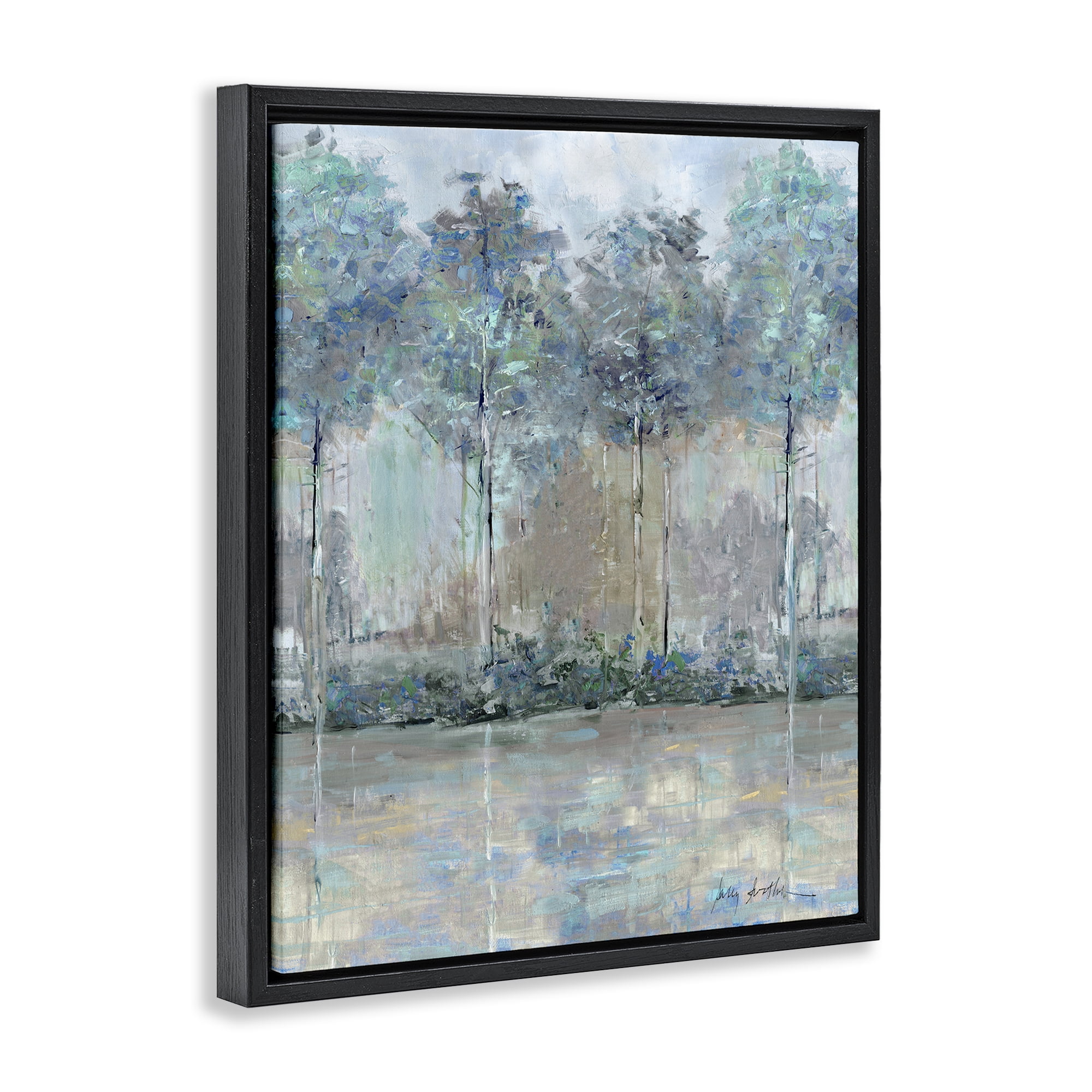 Stupell Industries Subdued Impression of Trees Black Framed Floater Canvas Wall Art, design by Sally Swatland