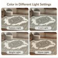 thumbnail image 7 of ODIKA Distressed Farmhouse Motifs Ivory Beige Dining Table Neutral Boho Refined Non-Slip Chair-Friendly for Home Office, Gaming Room, Under Desk, 7 of 7