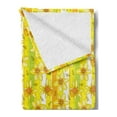 thumbnail image 2 of Yellow Flower Soft Flannel Fleece Blanket, Floral Spring Narcissus and Daffodil Jonquil Blooms Striped Backdrop, Cozy Plush for Indoor and Outdoor Use, 60" x 80", Yellow Apple Green, by Ambesonne, 2 of 5