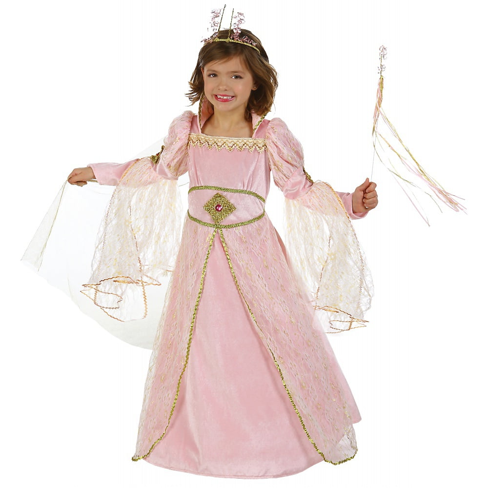 Little Girls Pink Bejeweled Princess Juliet Dress Up Halloween Costume ...