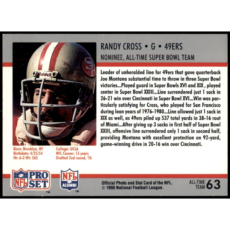Randy Cross #63 1990-91 Pro Set Super Bowl XXV Silver