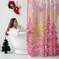thumbnail image 5 of Pink Christmas Tree Bathroom Shower Curtain Merry Christmas Gold White Snow Pine Tree Waterproof Washable Shower Curtains for Bathtub Bath Decor with Grommets and Hook 66 X 72 Inch, 5 of 8