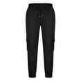 thumbnail image 6 of DJDLJWCJ Mens Cargo Pants Stretch Straight Leg Elastic Waist Pants Multi-Pocket Solid Winter Outdoor Hiking Pants Black L, 6 of 6
